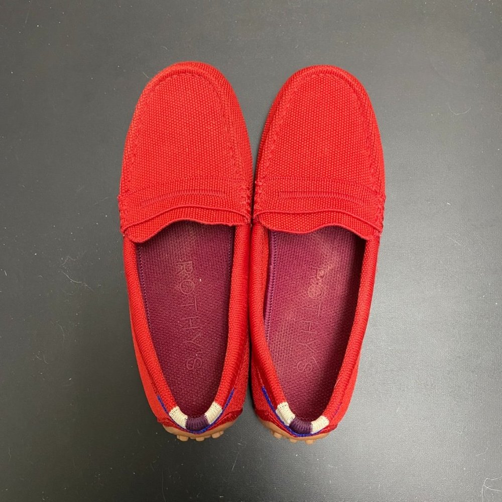 Rothy's Red Knit Driving Loafers